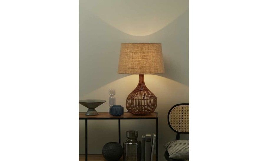 Tischlampen * | Home Story Rattan-Tischleuchte, 1-Flammig