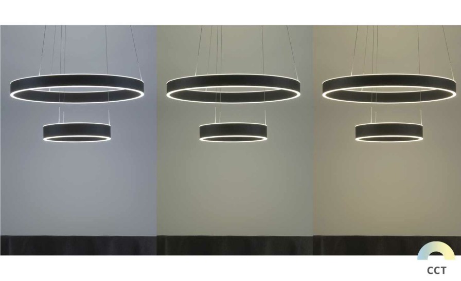 Deckenleuchten * | B-Leuchten Led-Pendelleuchte, Schwarz `Ringe