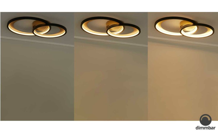 Deckenleuchten * | Trio Led-Deckenleuchte Schwarz/Goldfarben | 29|W