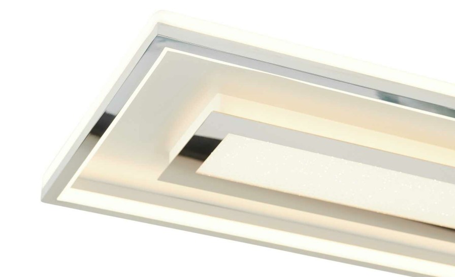 Deckenleuchten * | Fischer-Honsel Led-Deckenleuchte, Chrom/Alu, `Rechteck`