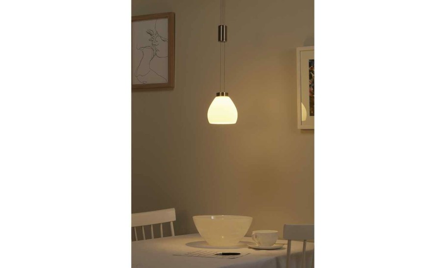 Deckenleuchten * | B-Leuchten Led-Pendelleuchte, 1-Flammig, Nickel-Matt