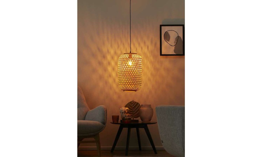 Pendelleuchten * | Home Story Pendelleuchte, 1-Flammig, Rattan-Geflecht, Natur Gros` | 169|Cm