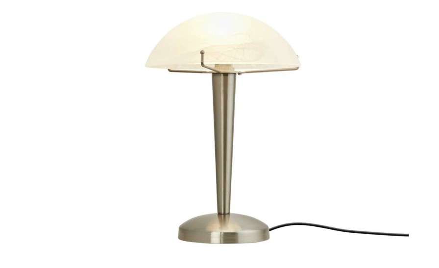 Tischlampen * | Khg Tischlampe Nickel Matt Mit Touchdimmer