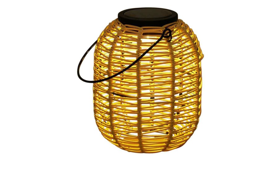 Au Enleuchten * | Solar-Tischleuchte, Laterne Rattan Beige