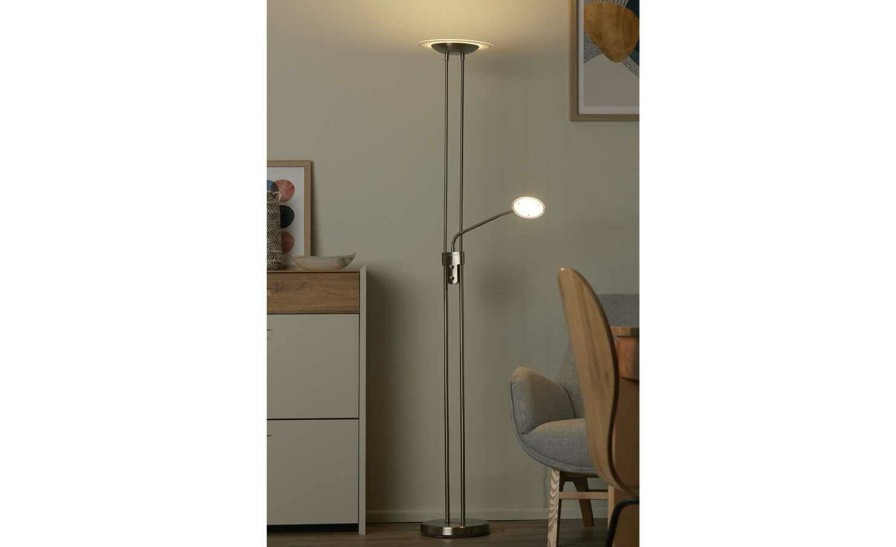 Stehlampen * | Meisterleuchten Led-Deckenfluter, 2-Flammig, Nickel Matt