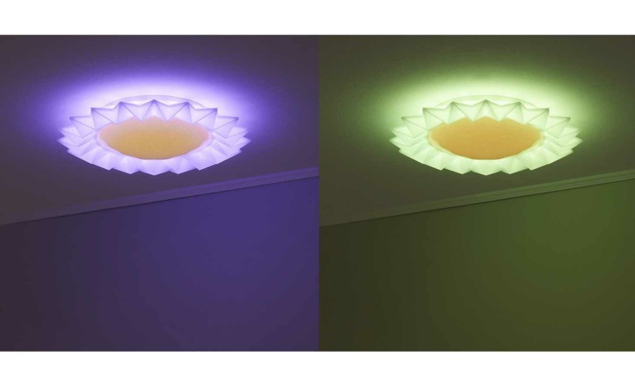 Deckenleuchten * | Trio Led-Deckenleuchte, Weis Mit Fernbedienung `Sunflower`