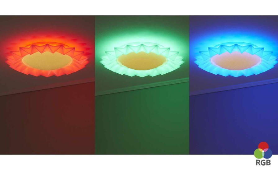 Deckenleuchten * | Trio Led-Deckenleuchte, Weis Mit Fernbedienung `Sunflower`