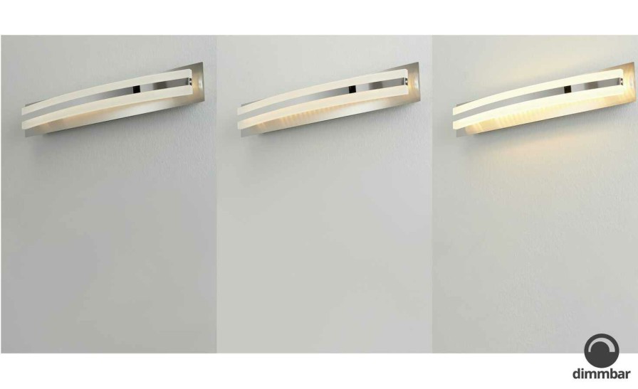 Deckenleuchten * | Fischer-Honsel Led-Wandleuchte, Nickel-Matt Mit Taster Und Dimmer