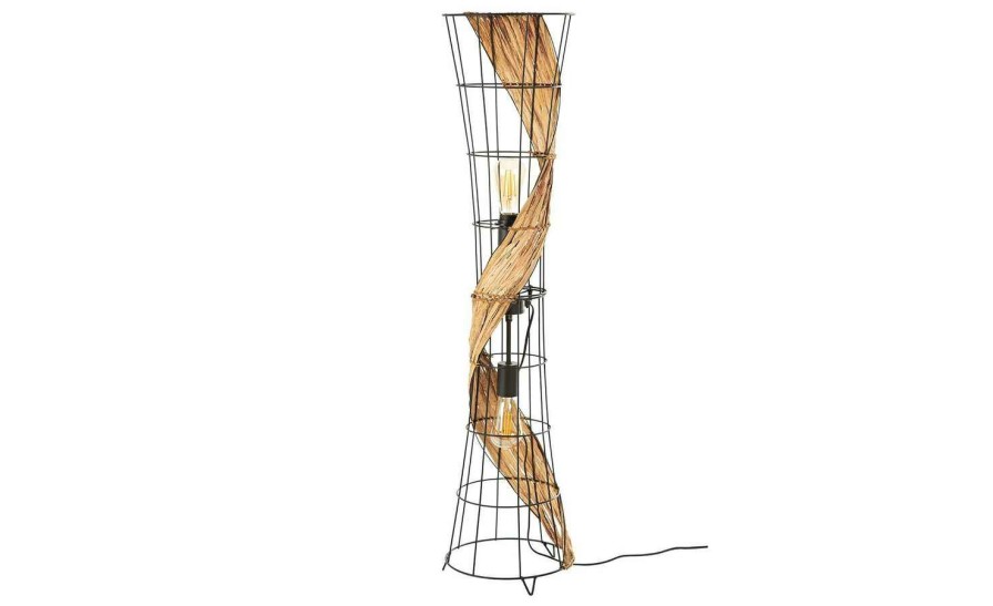 Stehlampen * | Stehleuchte, 2-Flammig, Metall/ Grasgeflecht