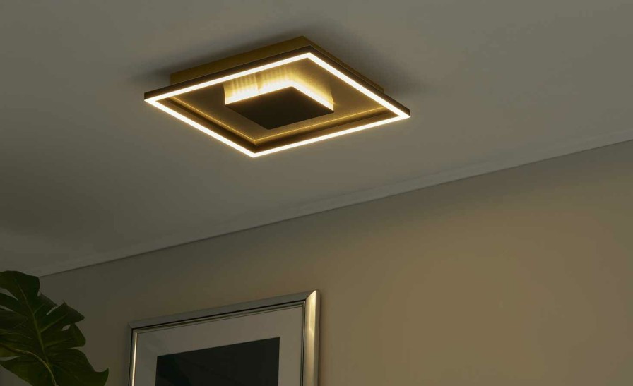 Deckenleuchten * | Home Story Led-Deckenleuchte, Schwarz/Goldfarben