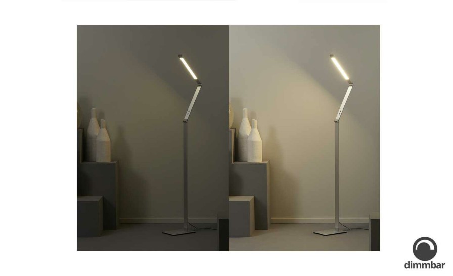 Stehlampen * | Fischer-Honsel Led-Stehleuchte, Alufarben Mit Dimmer | Silberfarben