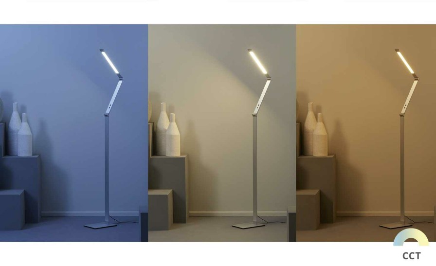 Stehlampen * | Fischer-Honsel Led-Stehleuchte, Alufarben Mit Dimmer | Silberfarben