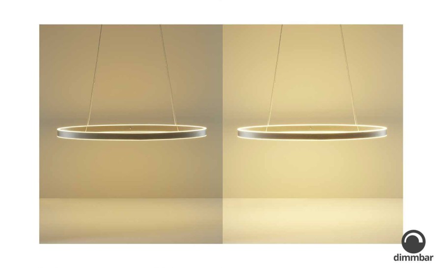 Deckenleuchten * | B-Leuchten Led-Pendelleuchte, Alu Matt, Oval | Alufarben