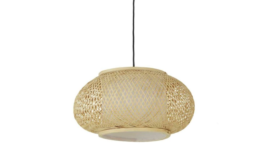 Pendelleuchten * | Home Story Pendelleuchte, 1-Flammig, Rattan/ Stoff