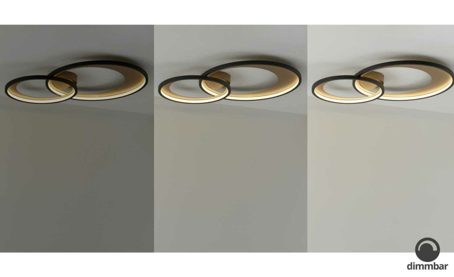 Deckenleuchten * | Trio Led-Deckenleuchte, Schwarz/ Gold Gros | 36|W