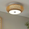 Deckenleuchten * | Home Story Led-Deckenleuchte, Rattan / Weis