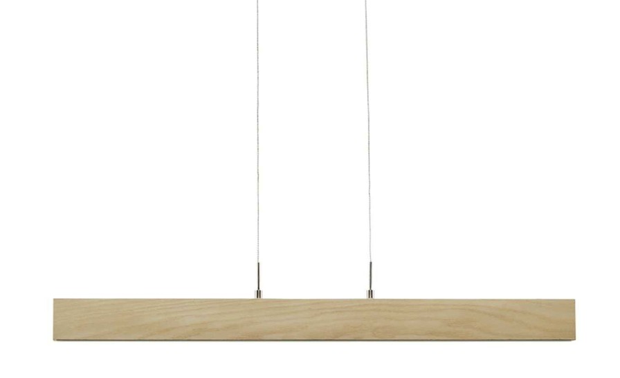 Deckenleuchten * | Home Story Led-Holz-Pendelleuchte, 1-Flammig Mit Dimmer